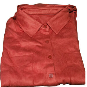 Farysays Women's 2-Pocket Red Button-Up, Button-Down Oxford Dress Shirt, SM